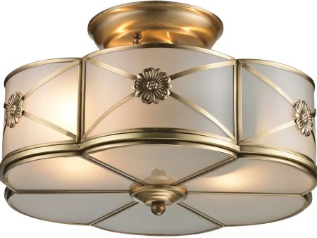 14 W Preston 2-Light Semi Flush Brushed Brass Fashion