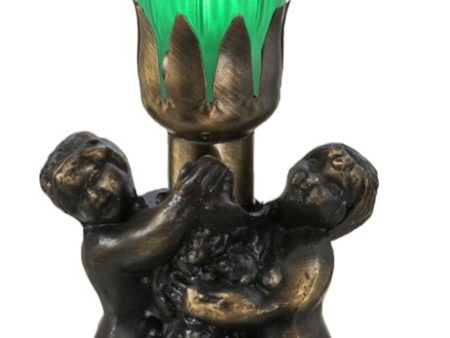 12 H Green Cherub Pond Lily Mini Lamp Online