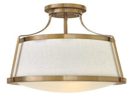 20 W Charlotte 3-Light Semi Flush Mount in Brushed Caramel For Discount