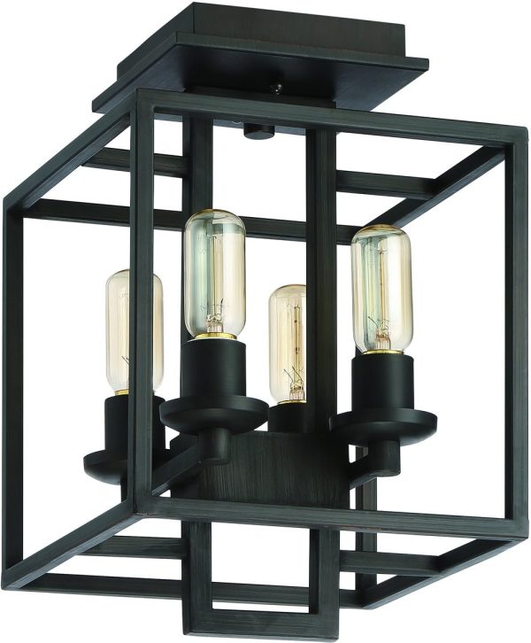 11 W Cubic 4-Light Semi Flush Aged Bronze Brushed Fashion