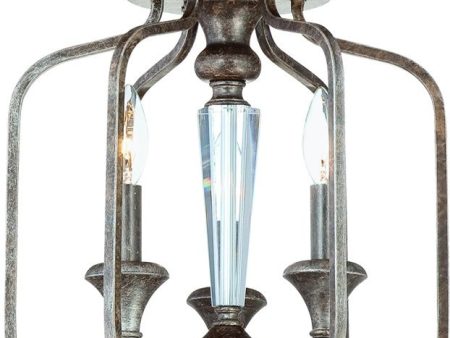 13 W Boulevard 3-Light Semi Flush Pendant Light Mocha Bronze Silver Accents on Sale