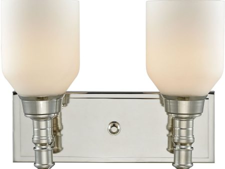 12 W Baxter 2-Light Vanity Polished NickelOpal White Glass For Discount