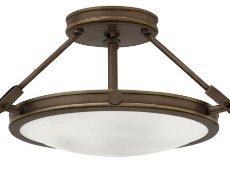 17 W Collier 3-Light Semi-flush Mount in Light Oiled Bronze Cheap