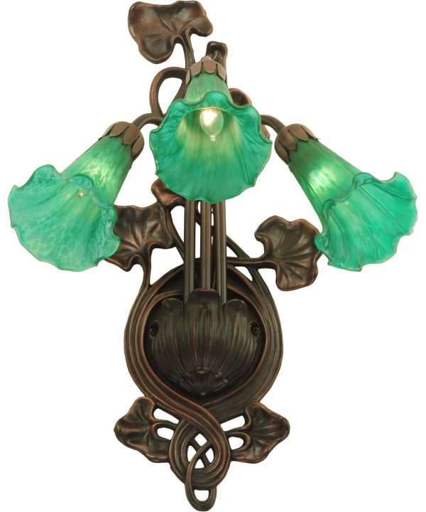 11 W Green Pond Lily 3 Light Wall Sconce Online now