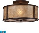 13 W Barringer 3-Light LED Semi Flush Aged Bronze Tan Mica Fashion