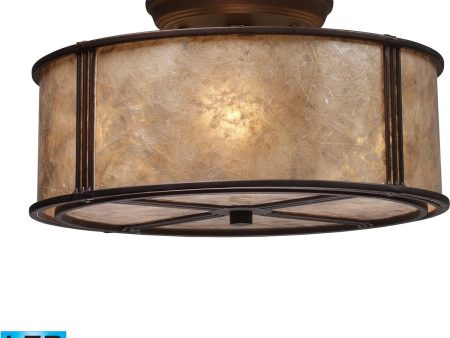 13 W Barringer 3-Light LED Semi Flush Aged Bronze Tan Mica Fashion