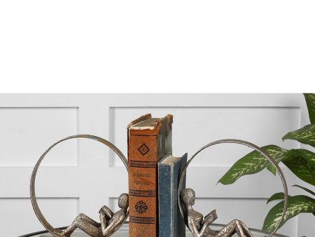 10 H Lounging Reader Antique Bookends Set of 2 Hot on Sale