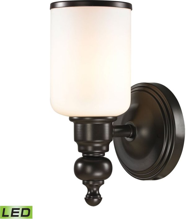 5 W Bristol Way 1-Light LED Vanity Oil Rubbed Bronze Opal White Glass Discount