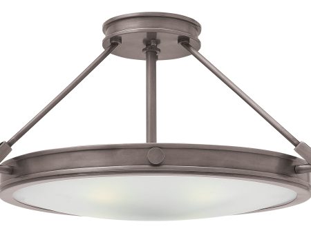 22 W Collier 1-Light LED Semi-flush Mount in Antique Nickel on Sale