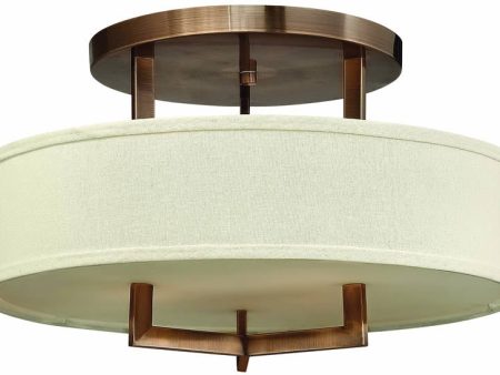 20 W Hampton 3-Light Semi-Flush Mount Fixture Brushed Bronze Online now