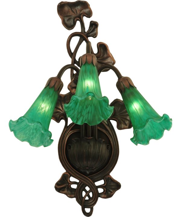 11 W Green Pond Lily 3 Light Wall Sconce Online now