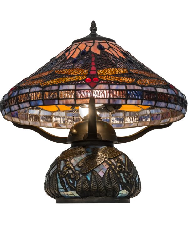 16 H Tiffany Hanginghead Dragonfly Cone Table Lamp Hot on Sale