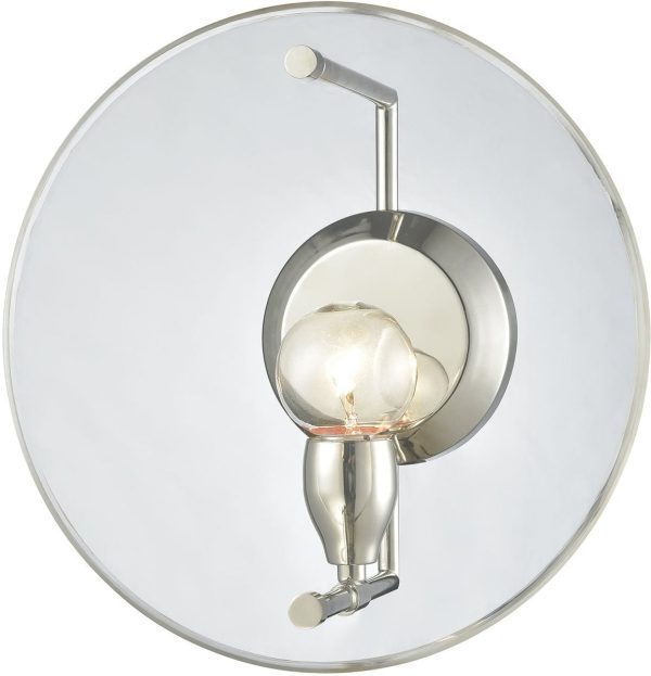 12 W Disco 1-Light Wall Sconce Polished Nickel Clear Acrylic Panel Online