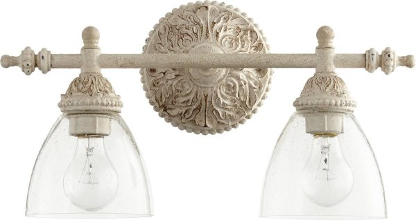 18 W 2-light Bath Vanity Light Persian White w ClearSeeded Cheap