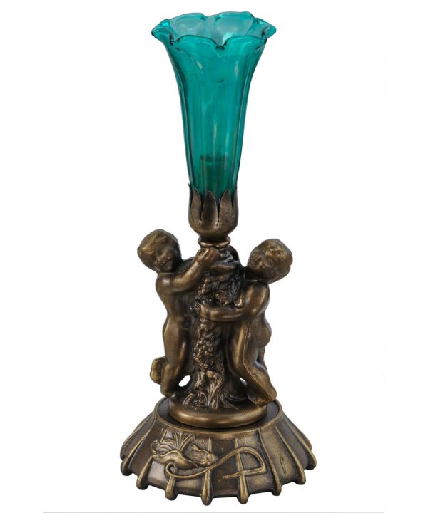 12 H Green Irridescent Cherub Pond Lily Mini Lamp Online now