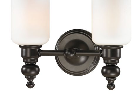 13 W Bristol Way 2-Light LED Vanity Oil Rubbed Bronze Opal White Glass For Discount