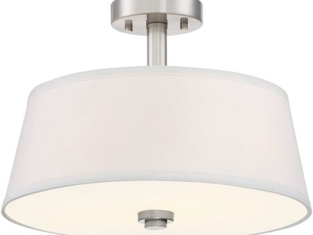 15 W Studio 2-Light Semi Flush Mount Satin Platinum Fashion