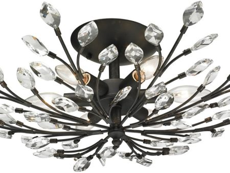 24 W 6-Light Semi Flush Burnt Bronze For Discount