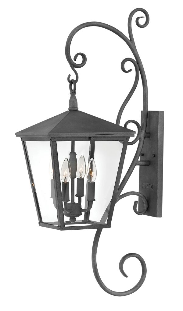 36 H Trellis 4-Light Large Outdoor Wall Light in Aged Zinc For Discount