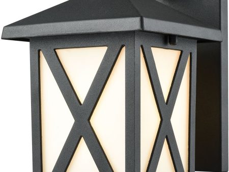 8 H Lawton 1-Light Outdoor Wall Sconce Matte Black White Glass For Cheap