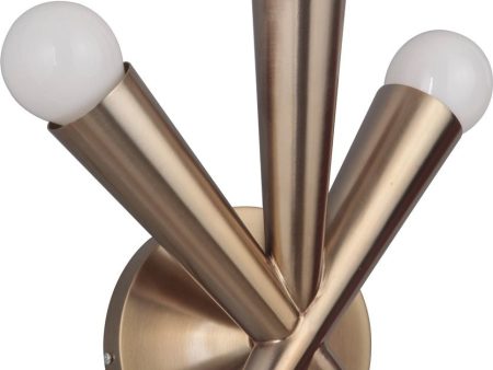 10 W Nova 3-Light Wall Sconce Satin Brass For Sale