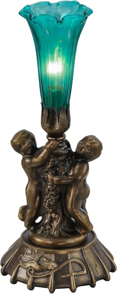 12 H Green Irridescent Cherub Pond Lily Mini Lamp Online now