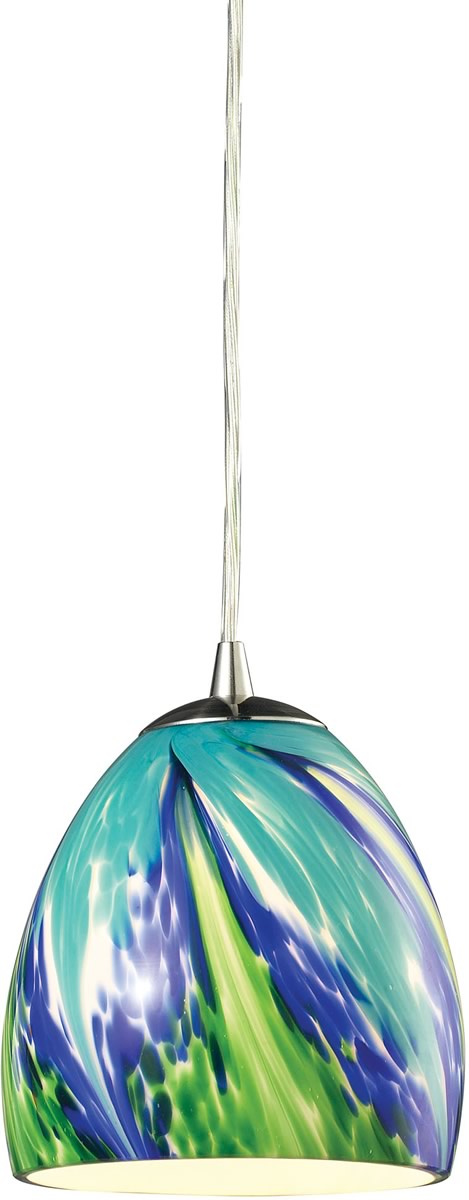 6 W Colorwave 1-Light Pendant Satin Nickel Tropics Glass on Sale