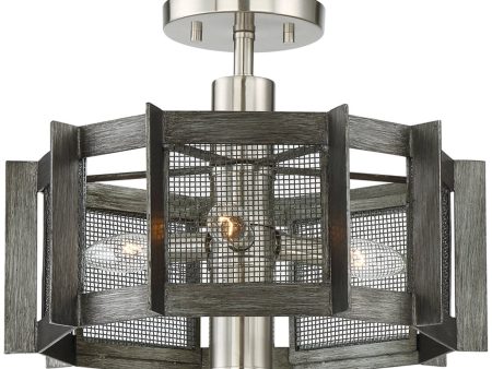 16 W Baxter 3-Light Semi Flush Mount Weathered Iron For Discount