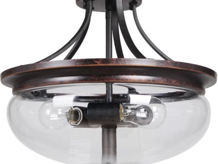 15 W Stafford 3-Light Semi Flush Aged Bronze Textured Black Sale