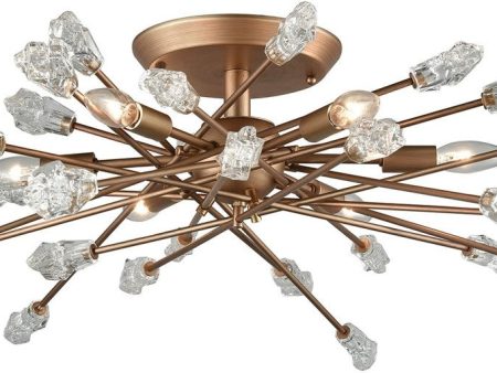 32 W Serendipity 6-Light Semi Flush Matte Gold Clear Bubble Glass Supply