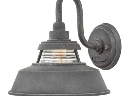 10 H Troyer 1-Light Medium Outdoor Wall Light in Aged Zinc For Sale