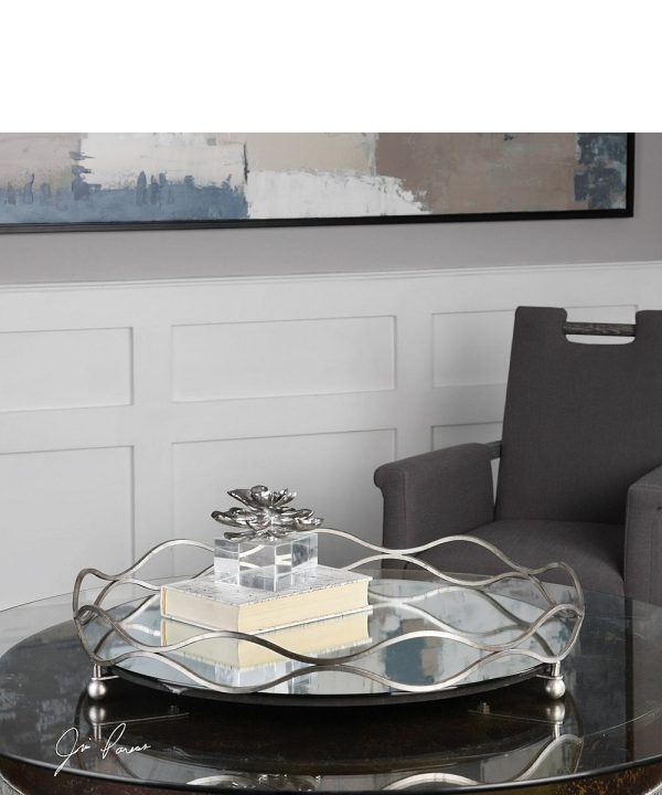 5 H Rachele Mirrored Silver Tray Hot on Sale