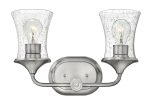 16 W Thistledown 2-Light Bath Two Light in Brushed Nickel with Clear Supply