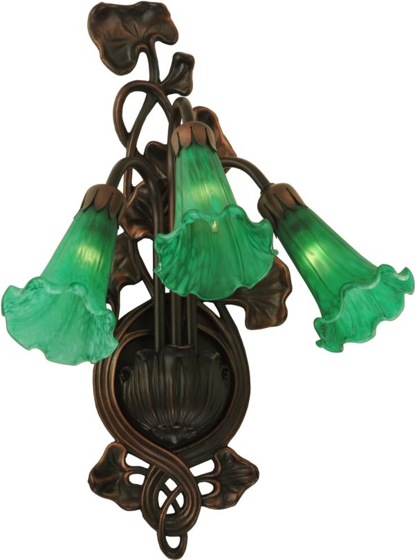 11 W Green Pond Lily 3 Light Wall Sconce Online now