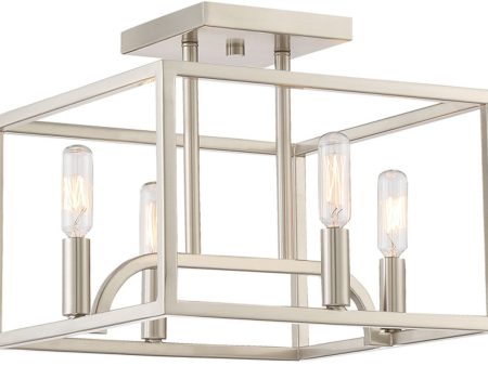 12 W Uptown 4-Light Semi Flush Mount Satin Platinum Fashion