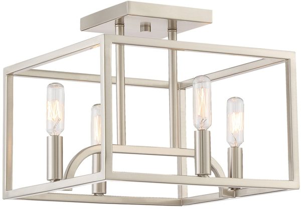 12 W Uptown 4-Light Semi Flush Mount Satin Platinum Fashion