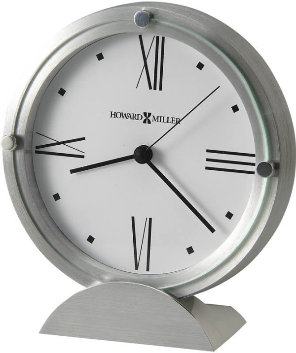 6 H Simon II Tabletop Clock Brushed Aluminum For Sale