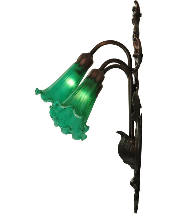 11 W Green Pond Lily 3 Light Wall Sconce Online now