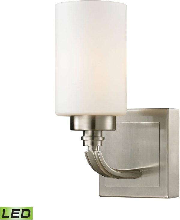 5 W Dawson 1-Light LED Vanity Brushed Nickel Opal White Glass Hot on Sale