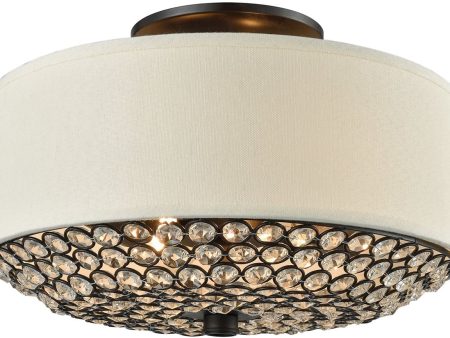 12 W Webberville 2-Light Semi Flush Oil Rubbed Bronze Beige Shade Clear Crystals For Cheap