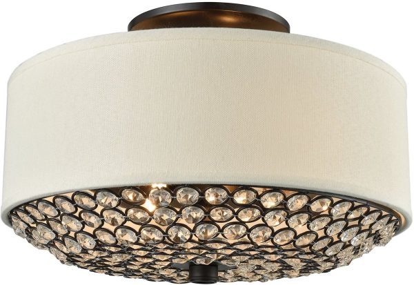 12 W Webberville 2-Light Semi Flush Oil Rubbed Bronze Beige Shade Clear Crystals For Cheap