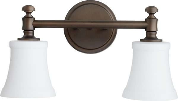 16 W Rossington 2-light Bath Vanity Light Oiled Bronze w Satin Opal For Discount