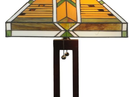 24 H Abilene  2-Light Tiffany Table Lamp Brown Online now