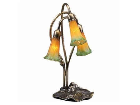 16 H Meyda Tiffany 13595  Amber Green Pond Lily 3 Lt Accent Lamp Discount