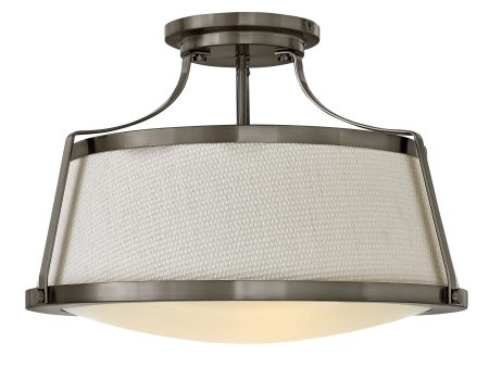 20 W Charlotte 3-Light Semi Flush Mount in Antique Nickel Online Hot Sale