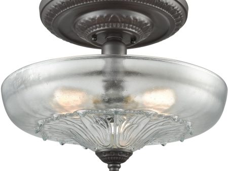 15 W Restoration Flushes 3-Light Semi Flush Oil Rubbed Bronze Clear Glass Online Sale