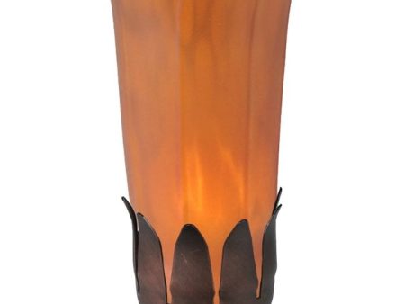 8 H Amber Purple Pond Lily Accent Lamp Online Sale