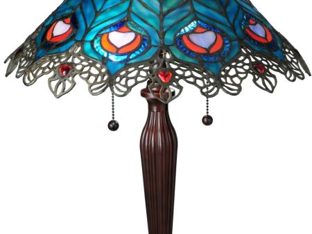 23 H Peacock Feather Lace Table Lamp Discount