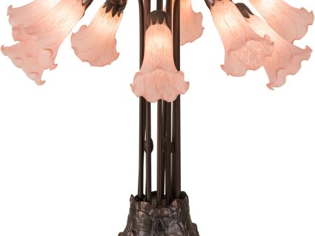 24 H Pink Pond Lily 10 Light Table Lamp Cheap