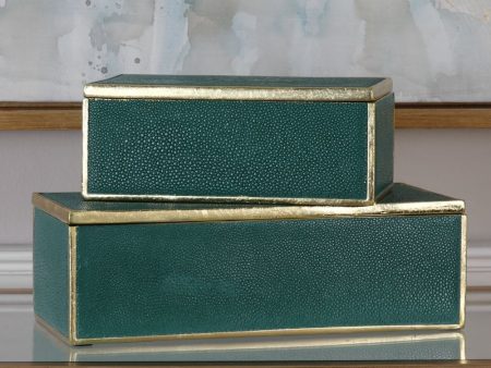 5 H Karis Emerald Green Boxes Set of 2 Cheap